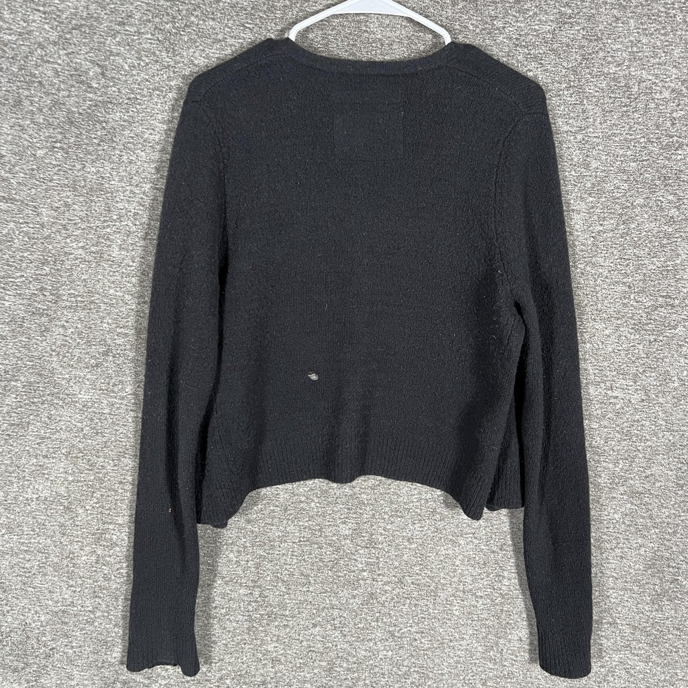Frenckenberger Sweater Womens XS Black Pure Cashmere Open Front Cropped Cardigan - Picture 6 of 8